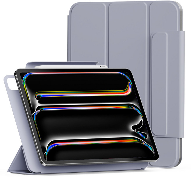 신지모루 마그네틱 폴리오 애플펜슬 커버 아이패드 케이스, 라벤더 퍼플, 1개