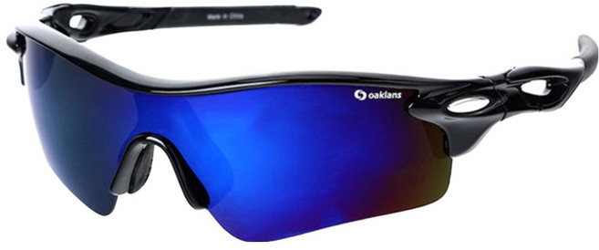 오클랜즈 스포츠 선글라스 Q320, 블랙프레임 + 블루밀러편광, 1개