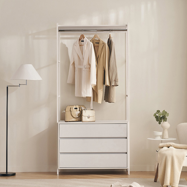삼익가구 로우디 시스템 옷장 드레스룸 1000 3단 서랍형 방문설치, 화이트