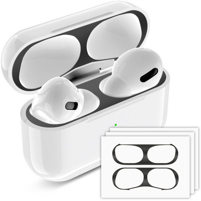 구스페리 에어팟 철가루방지 스티커 4개입, 에어팟 프로 3, 블랙, 4개