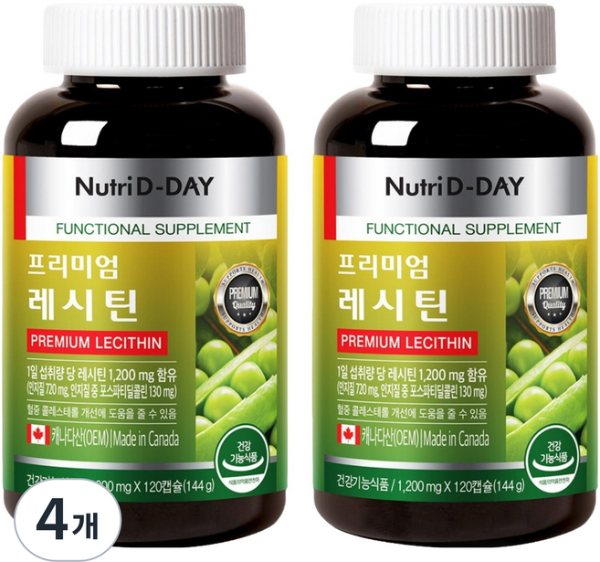뉴트리디데이 프리미엄 레시틴 144g, 120정, 4개