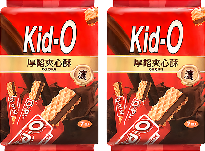 Kid-O 厚餡夾心酥 巧克力, 91g, 2袋