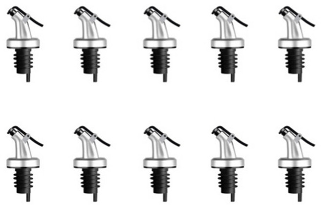심플리아 오일병 마개 실리콘 푸어러, 블랙실버, 10개