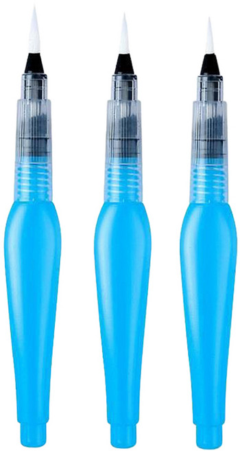 메이크마인 고체물감 수채화 워터브러쉬 파란통 3종, 1세트, 길이 152mm