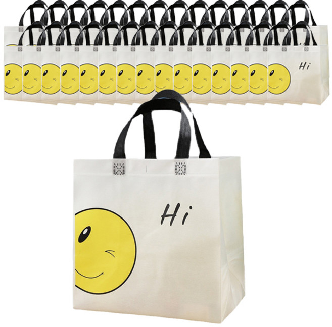 마켓감성 플러스 부직포 컬러 가방, 스마일하이, 30개