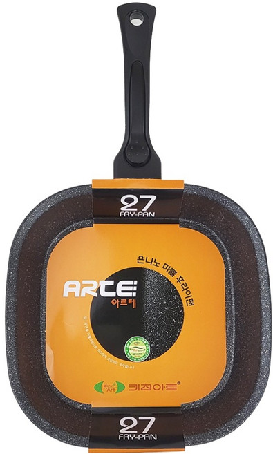 키친아트 ARTE 은나노 마블 사각 프라이팬, 27cm, 1개