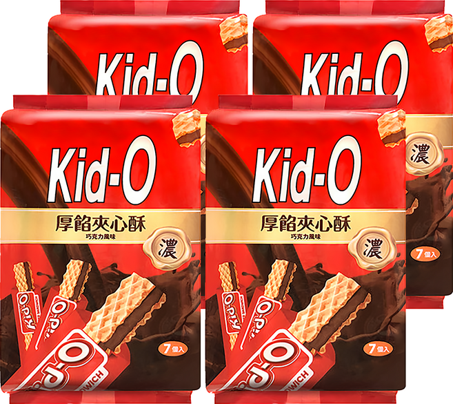 Kid-O 厚餡夾心酥 巧克力, 91g, 4袋