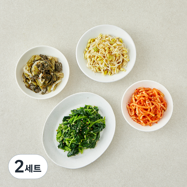 집반찬연구소 빛깔고운 알록달록 사색나물 들깨시래기볶음+무생채+콩나물무침+참나물무침, 270g, 2세트