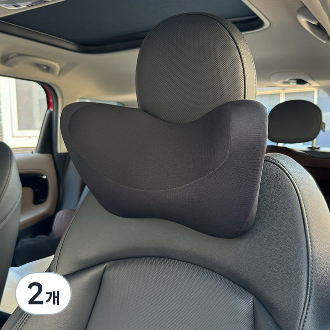 카템 감탄 3D 메모리폼 차량용 목쿠션 + 더스트백, 블랙, 2개