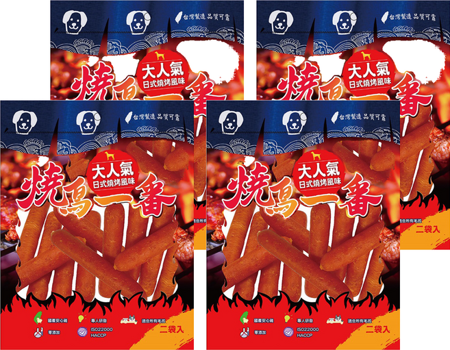 燒鳥一番 犬用零食 香Q雞肉香腸 低脂低熱量 台灣製造, 200g, 4袋