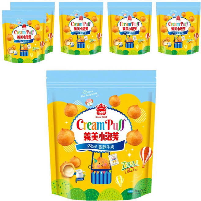 義美 小泡芙歡樂包 香醇牛奶, 196g, 6袋