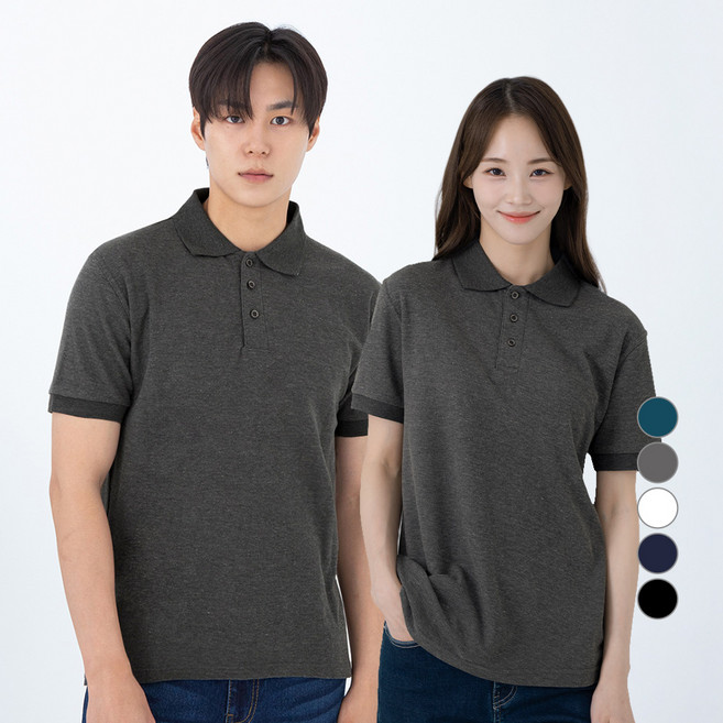 CARET 中性款柔軟短袖Polo衫, 炭灰色