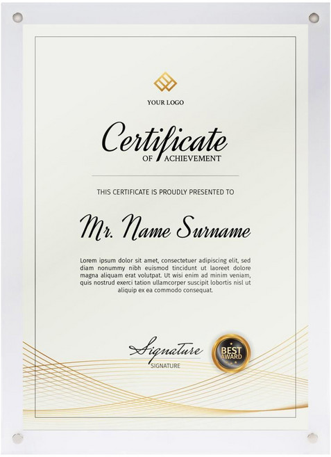 TRENY 壓克力獎狀證書相框, 多色, 1個