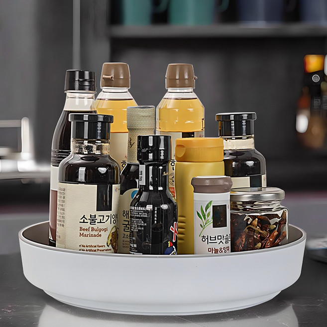 코멧 미끄럼방지 다용도 회전 트레이 대형, 화이트, 1개