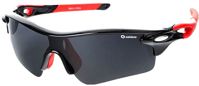 오클랜즈 스포츠 선글라스 Q320, 블랙레드프레임 + 스모그편광, 1개