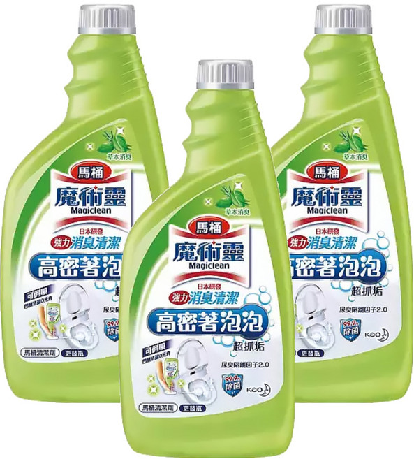 Kao 花王 Magiclean 魔術靈 高密泡馬桶清潔劑草本香 更替瓶, 500ml, 3瓶