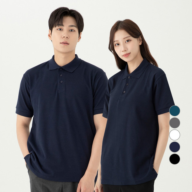 CARET 中性款柔軟短袖Polo衫, 海軍藍