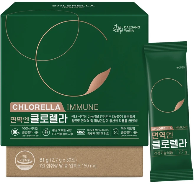대상웰라이프 정품 면역엔 클로렐라 30p, 81g, 1개 - 쿠팡