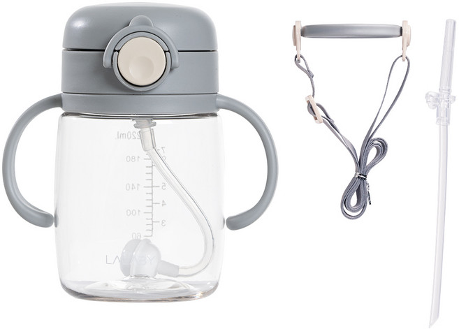 랄라비 플러스 트라이탄 빨대컵 세트, 220ml, 1개, Gray