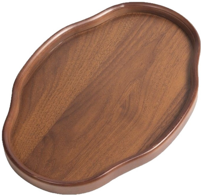 시크리치 식사 과일 다과용 구름 모양 고급 원목 트레이, 호두색, 1개