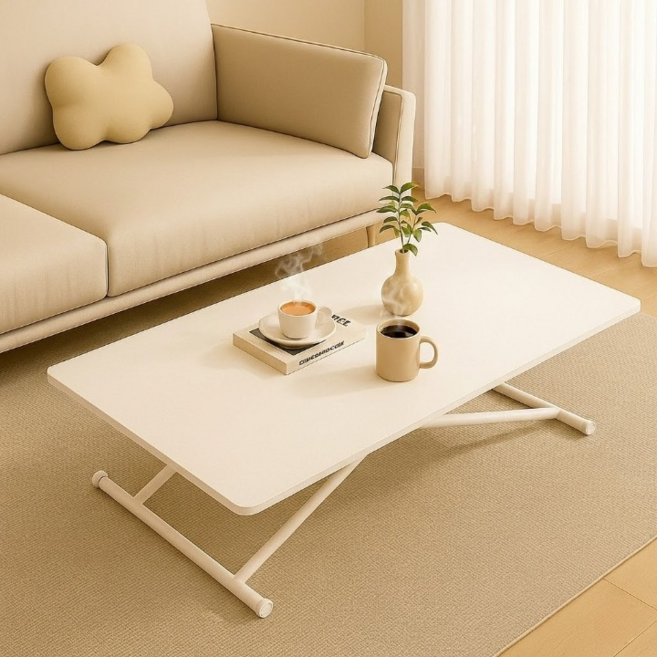 오브민 높이조절 다용도 식탁, 화이트