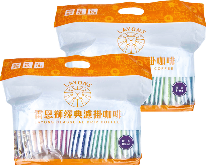 LAYONS COFFEE 雷恩獅咖啡 濾掛式咖啡, 10g, 30包, 2袋