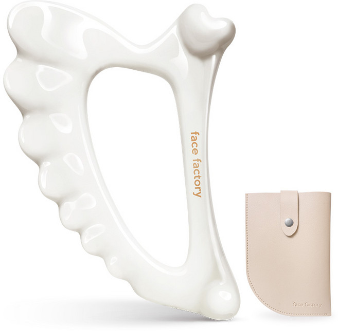 페이스팩토리 백토 엔젤 괄사 마사저 + 파우치 세트, 1개, 화이트