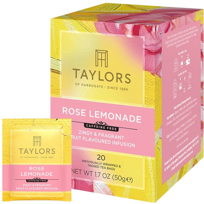 TAYLORS 泰勒茶 玫瑰檸檬花草茶包, 2.5g, 20個, 1盒