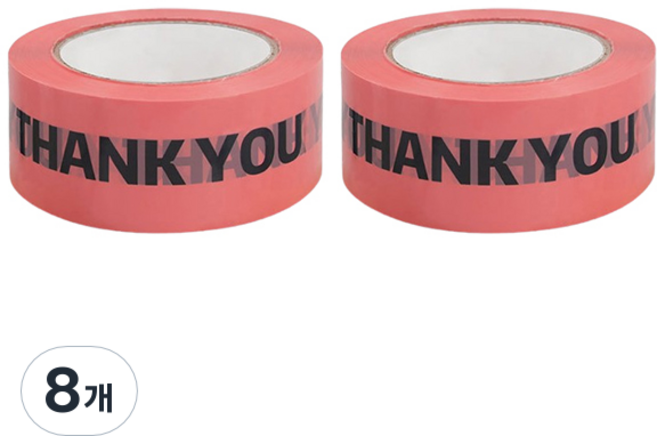 마켓감성 포장 데코 박스 테이프 45mm x 1m, 핑크블랙THANKYOU, 8개