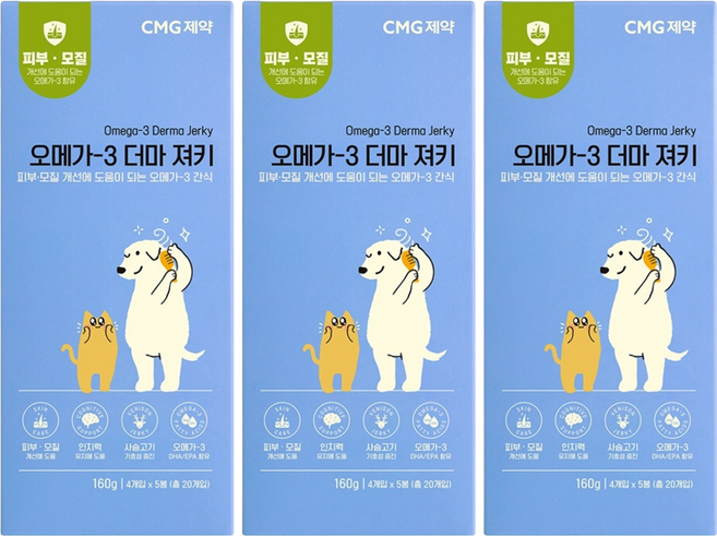 씨엠지제약 반려동물 오메가3 더마 져키 5p, 3개, 160g, 사슴고기