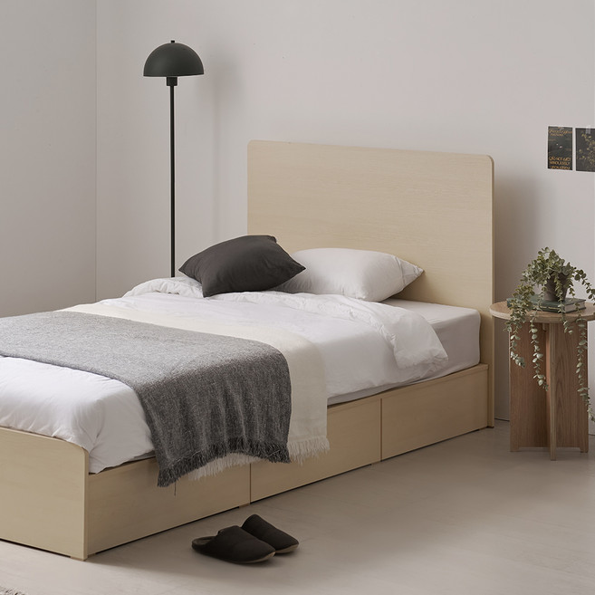 웰퍼니쳐 레포 헤드 3단 수납형 침대프레임 단품 방문설치, 우드