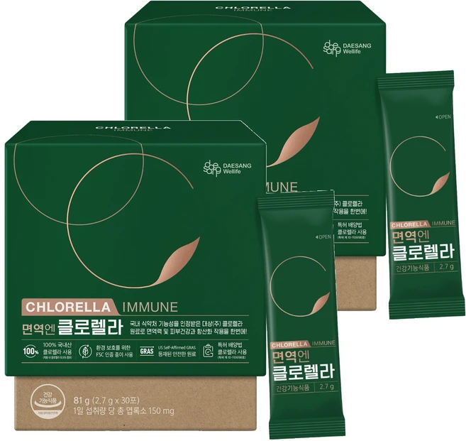 대상웰라이프 면역엔 클로렐라, 81g, 2개 - 쿠팡