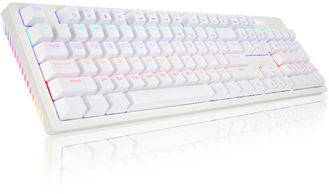 ABKO HACKER 可換軸 側面RGB燈效 雙色射出 電競 機械式 有線 標準型 鍵盤, 白色, K515, 青軸