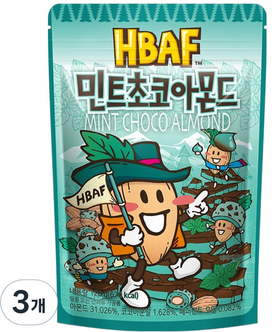 바프 민트초코 아몬드, 120g, 3개