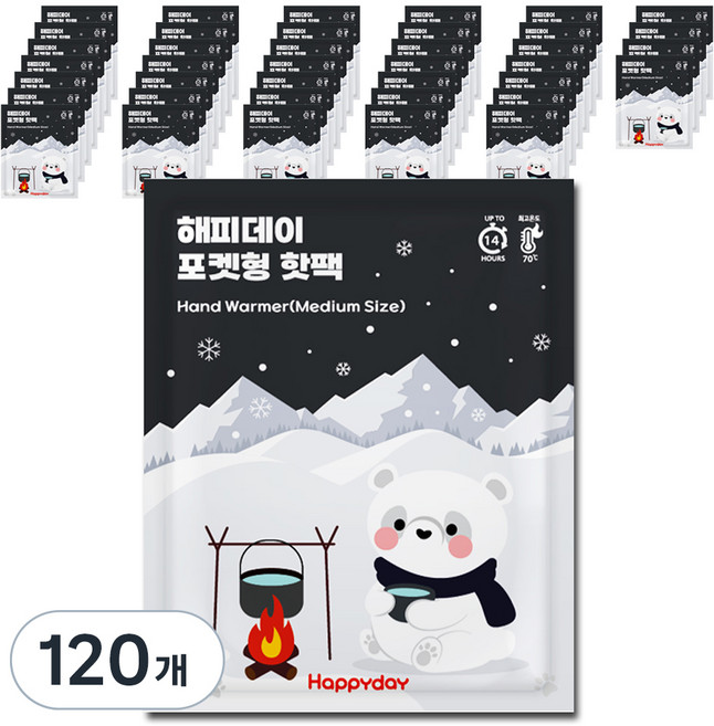 해피데이 포켓용 핫팩 100g, 120개