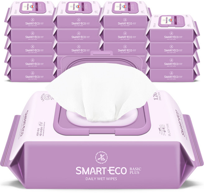 스마트에코 베이직플러스 아기물티슈 캡형, 43g, 120매, 20개
