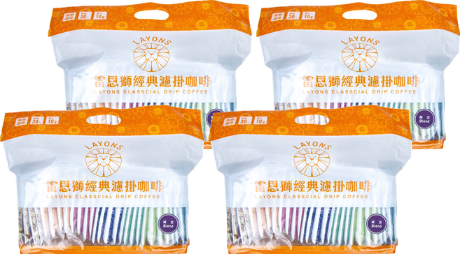 LAYONS COFFEE 雷恩獅咖啡 濾掛式咖啡, 10g, 30包, 4袋