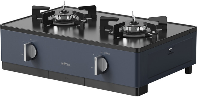 하츠 바우형 프리스탠딩 자동불꽃조절 가스레인지 2구 고객직접설치, 쉬머네이비HFG-2382NVAF, LNG