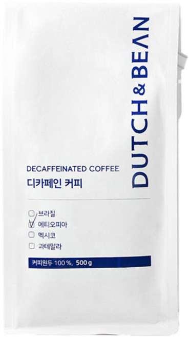 더치앤빈 에티오피아 디카페인 분쇄 커피 원두, 모카포트(중간~고움), 500g, 1개