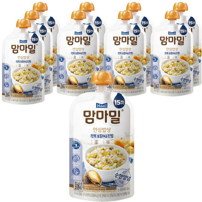 Mammameal 孩童副食品粥 15個月以上適用, 鮑魚綜合蔬菜口味, 140g, 10包