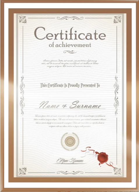 TRENY 玻璃 A4 獎狀框證書相框, 雙邊金色, 1個