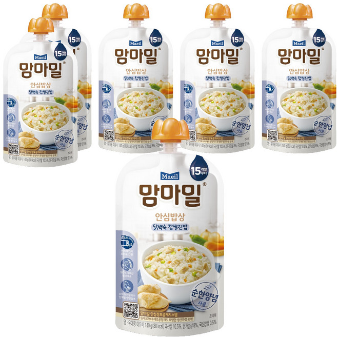 맘마밀 안심밥상 레토르트 이유식, 닭백숙 찹쌀진밥, 140g, 6개