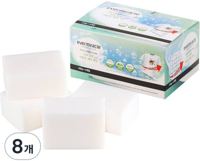 에버미라클 EM 발효 식물성 세탁비누, 250g, 8개