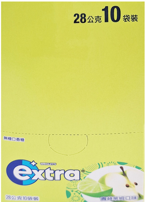 Extra 益齒達 潔淨無糖口香糖 青蘋萊姆 10包, 280g, 1盒