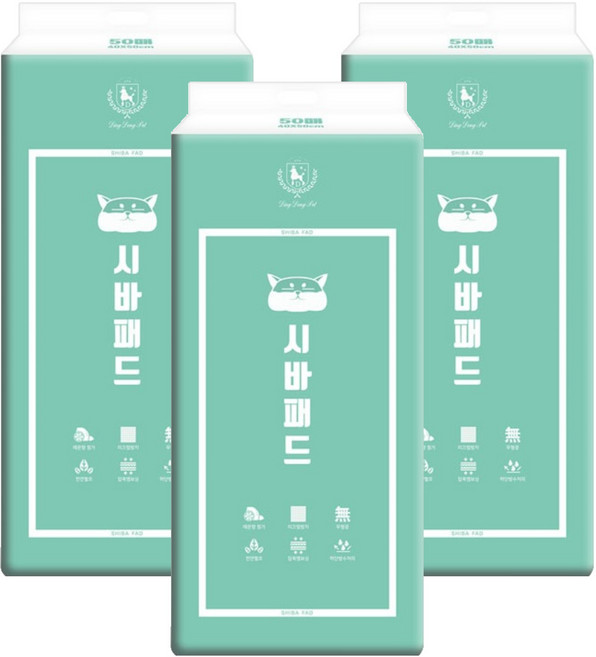 딩동펫 시바 배변패드 레몬향, 50개입, 3개
