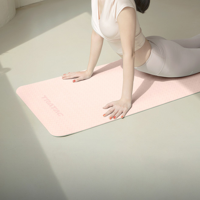 트라택 TPE 리버서블 요가매트, 샌드핑크 + 그린, 1개