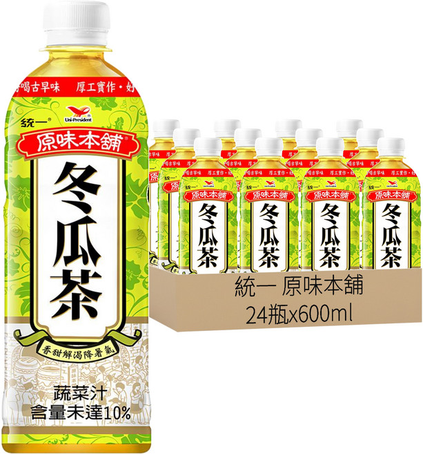 統一 原味本舖 冬瓜茶, 600ml, 24瓶