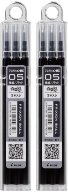 프릭션 볼 노크 볼펜용 리필심 0.5mm, 흑, 6개