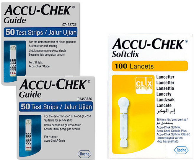 로슈 아큐첵 가이드 혈당시험지 50개입 x 2p + 채혈침 100p 세트, 1세트
