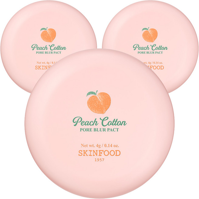 스킨푸드 피치뽀송 포어 블러 팩트 4g, 혼합색상, 3개